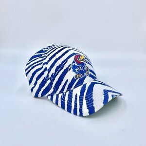 NEW Vintage NCAA Kansas Jayhawks Zubaz Zebra Stripes Snapback Hat Cap Adult OS